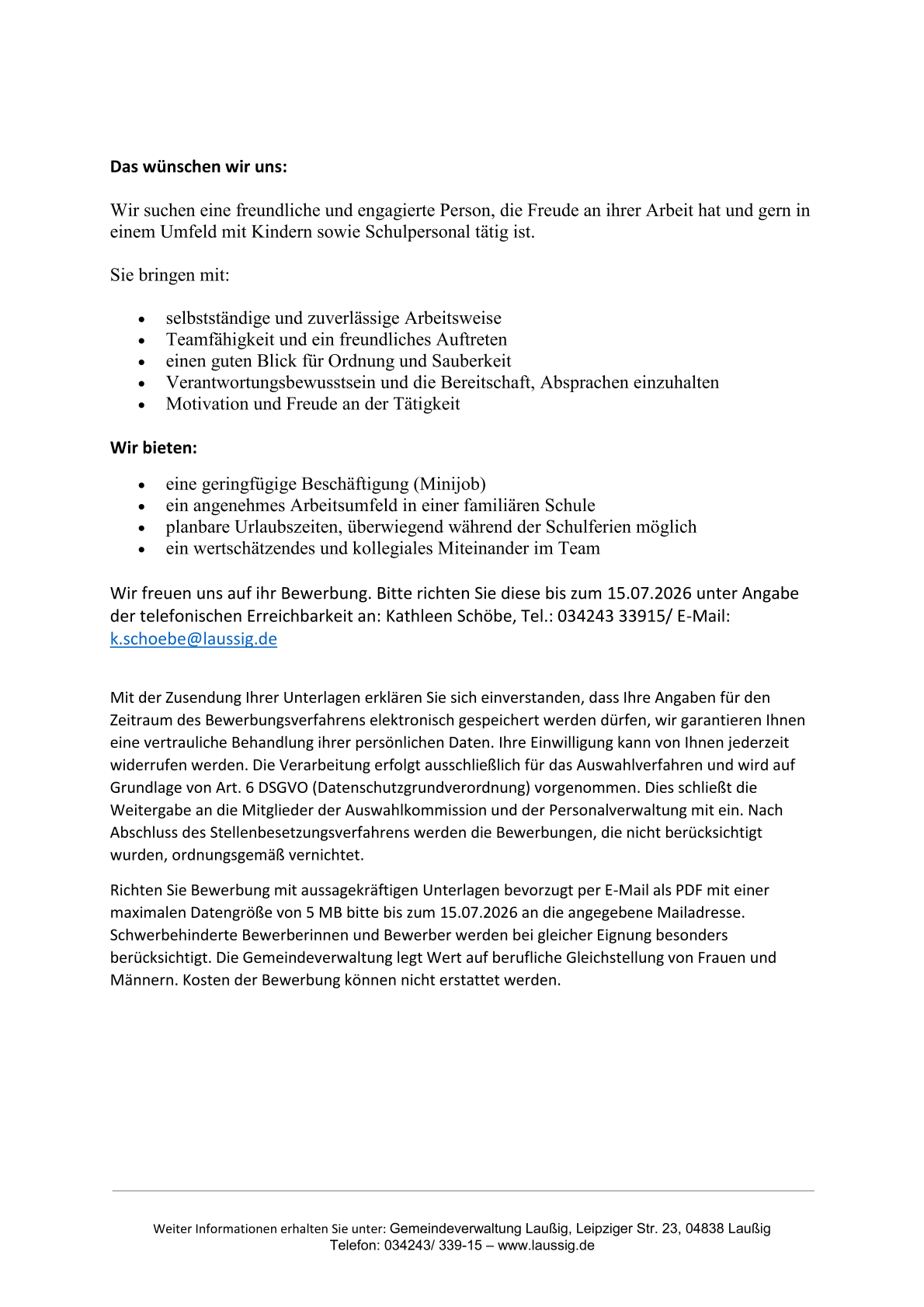 Stellenausschreibung Servicekraft geringfügig - Seite 2 Stellenausschreibung Servicekraft geringfügig - Seite 2